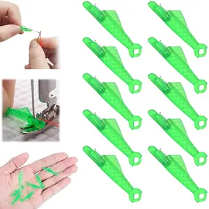 10-Piece Set Fish-Mouth Sewing Machine Needle Threader – 2026 New Upgraded Automatic Threading Tool, Simple & Quick Easy Threader for Sewing Machines (Green)
