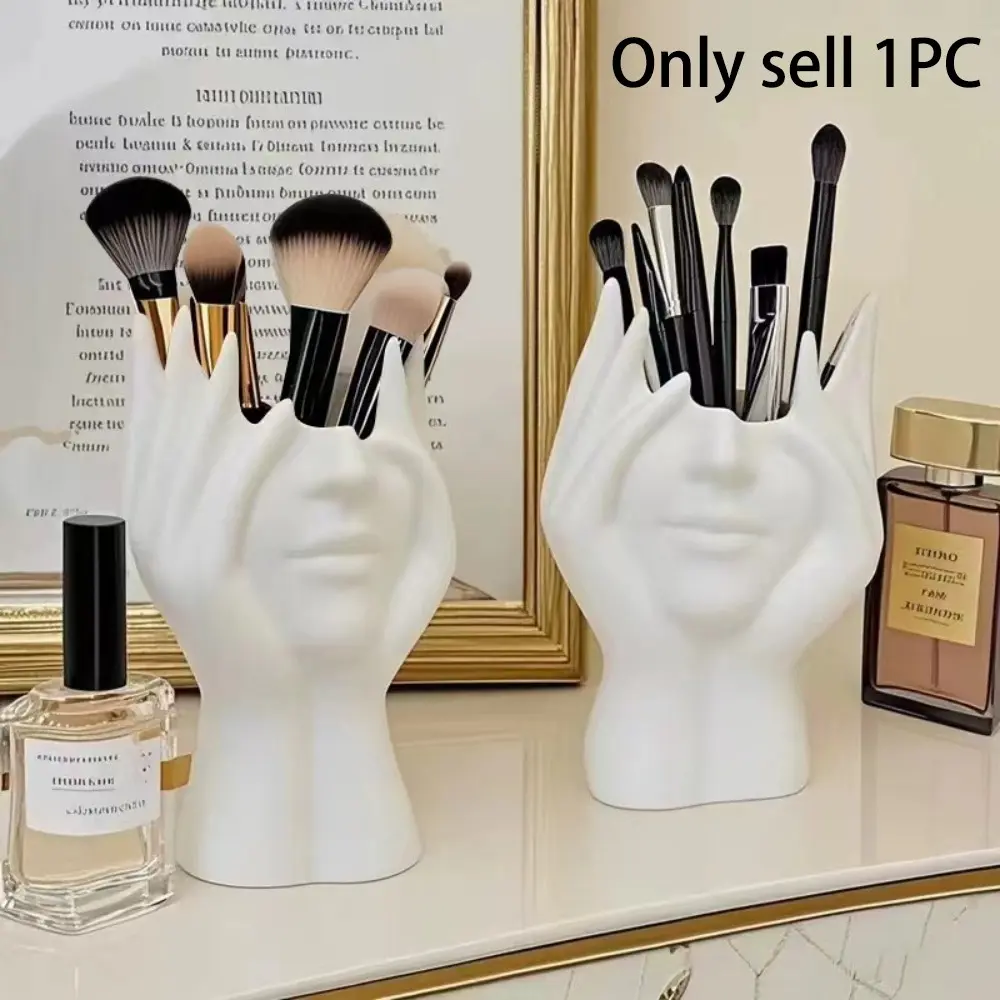 Creative Human Face Design Makeup Brush Holder, 1 Count Multi-functional Makeup Brush Storage Holder, Desktop Makeup Tool Organizer for Home & Office, Boxes, Beauty Supplies Organizer, Cosmetic Storage, Cosmetic Tools Organizer, Cosmetics Organizer