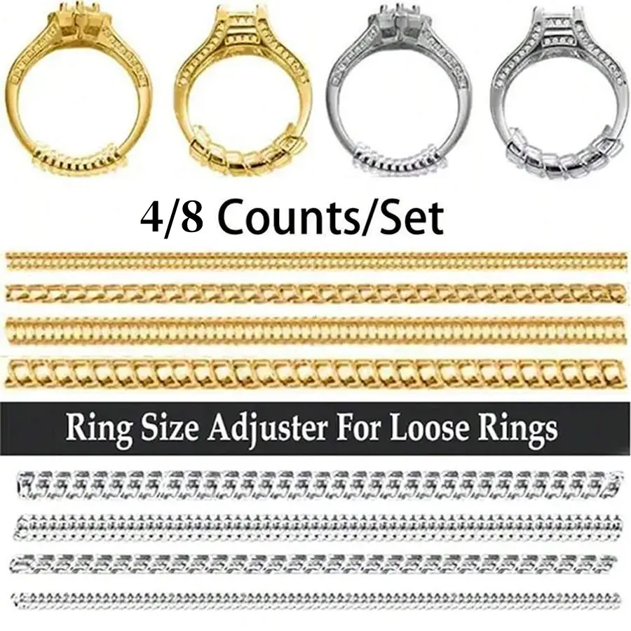 Invisible Ring Resizer, Transparent Silicone Ring Guard Clip, Adjustable Ring Size Adjuster, 4 Sizes for Loose Rings, Comfortable Fit, Fitting