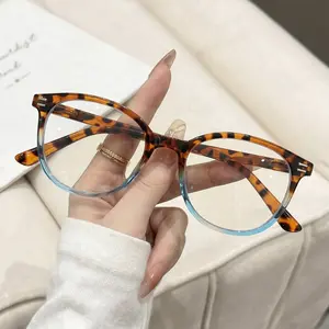 New European and American style round leopard print with rice nail high-quality light luxury plain face youth-enhancing reading glasses for men and women, elegant, literary and,  1.0 to  4.0 diopters, suitable for daily computer office use.