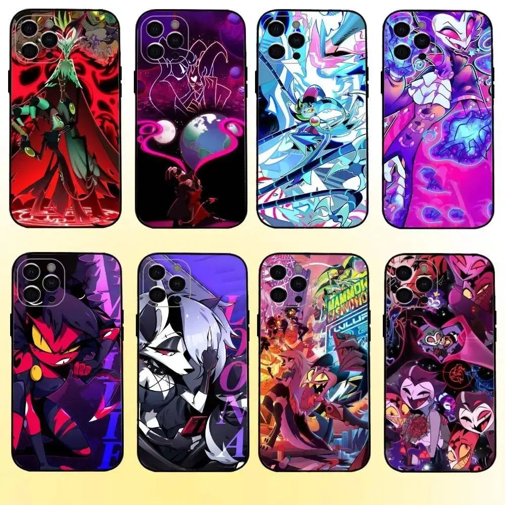 H-Helluva B-Boss Anime Phone Case, compatible with iPhone 11–17 Pro Max/Plus series and Samsung Galaxy S23–S25 series, black soft case.