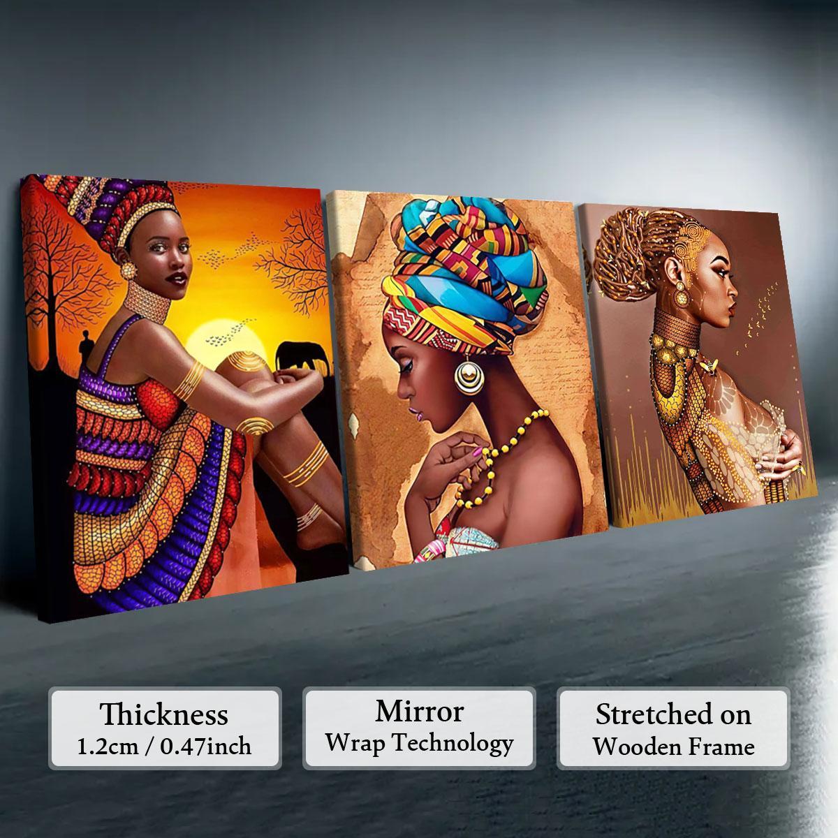 Wooden Framed Canvas Painting, 3 Counts/set Modern Art Wall Decoration, Artistic Fashion Figure Pattern Wall Art for Home Living Room Bedroom Office