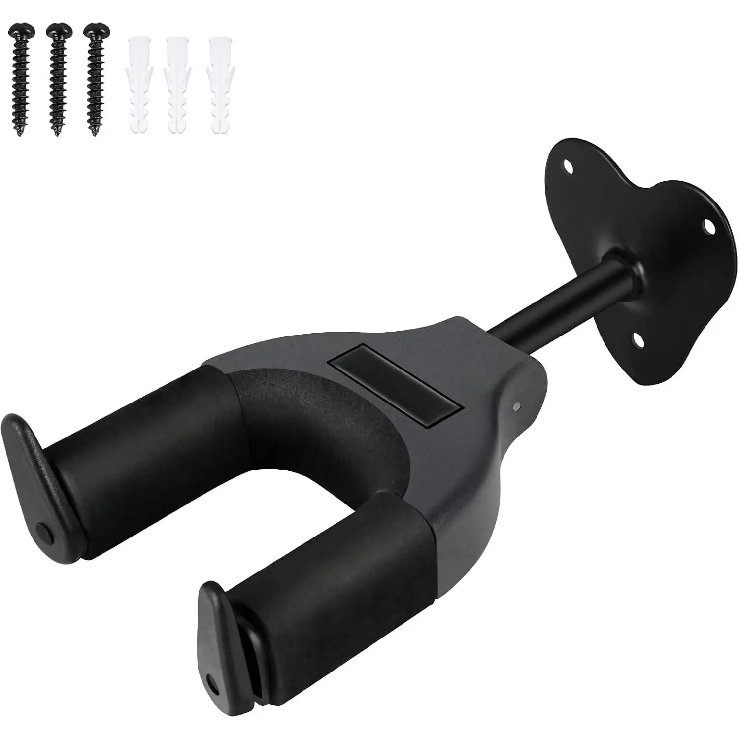 Guitar Wall Mount Hanger Auto Locking Wall Holder Metal Base for Guitar, Ukulele, Bass, Banjo and Mandolin (Black)