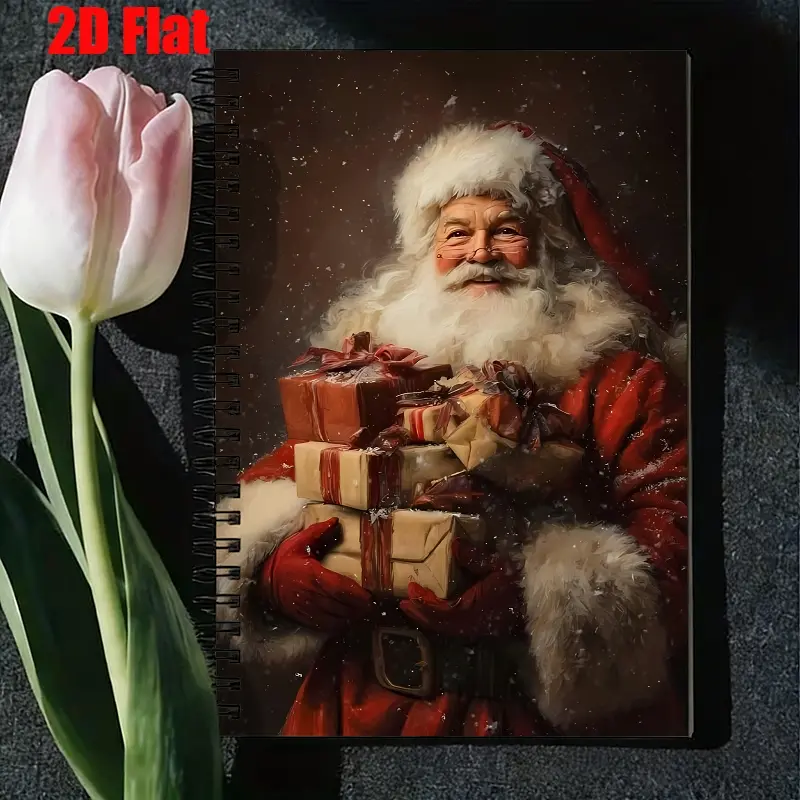 1 Christmas Santa Claus Spiral Notebook, 5.7x8.26 Inch, High-Quality Lined Pages, Durable Coil Binding, Holiday Gift Journal, Xmas Party Notes, Christmas Gift Exchange Record, Santa Themed Notebook for Kids and Adults, Perfect for Christmas Daily