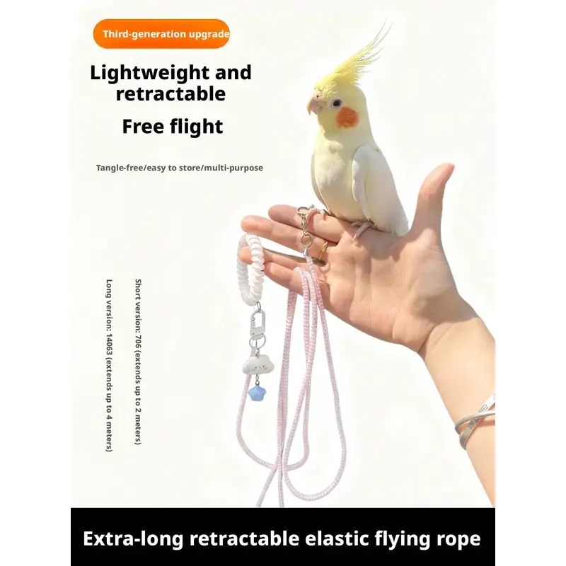 Parrot Leash Escape Proof No Foot Damage for Cockatiel Sun Conure Parakeet Adjustable Outdoor Training Walking Lead Bird Harness