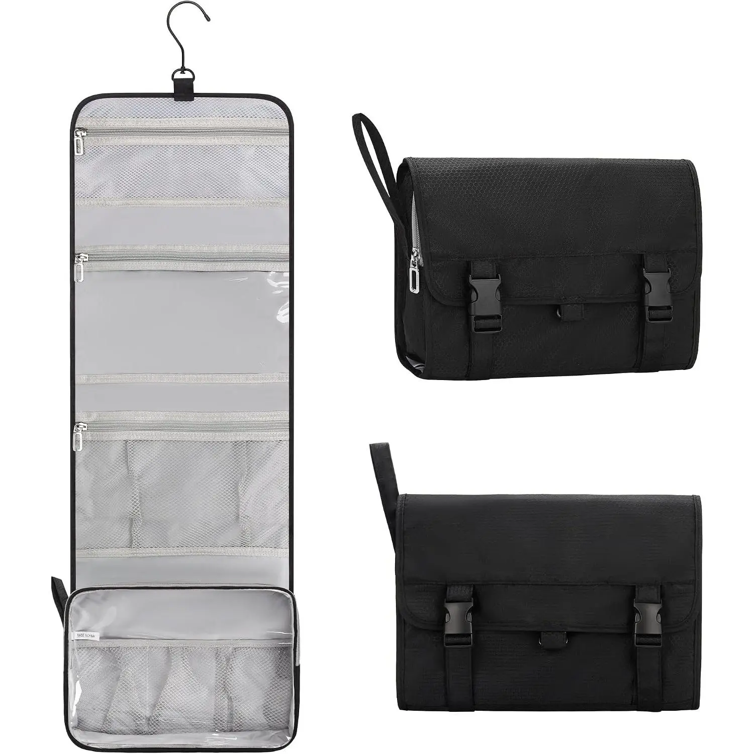 Travel Hanging Toiletry Bag for Men Women Travel Kit Shaving Bag | Waterproof Large Makeup Bag Wash Bag Makeup Organizer Cosmetic Case for Bathroom Shower Black