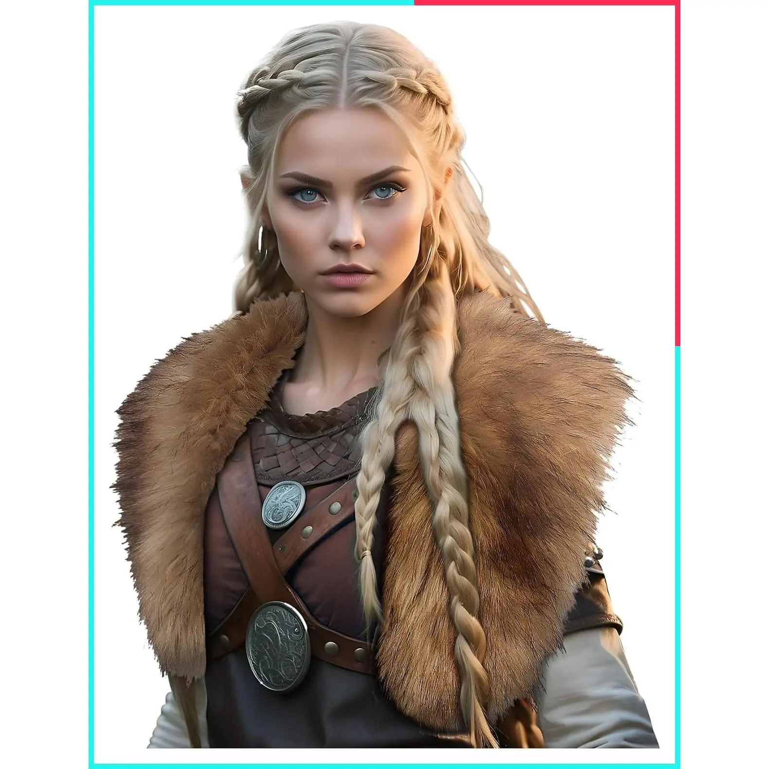 Viking Fur Collar Faux Fur Shawl Shoulder Wrap Scarf for Women Halloween Barbarian Cosplay Costume Accessory