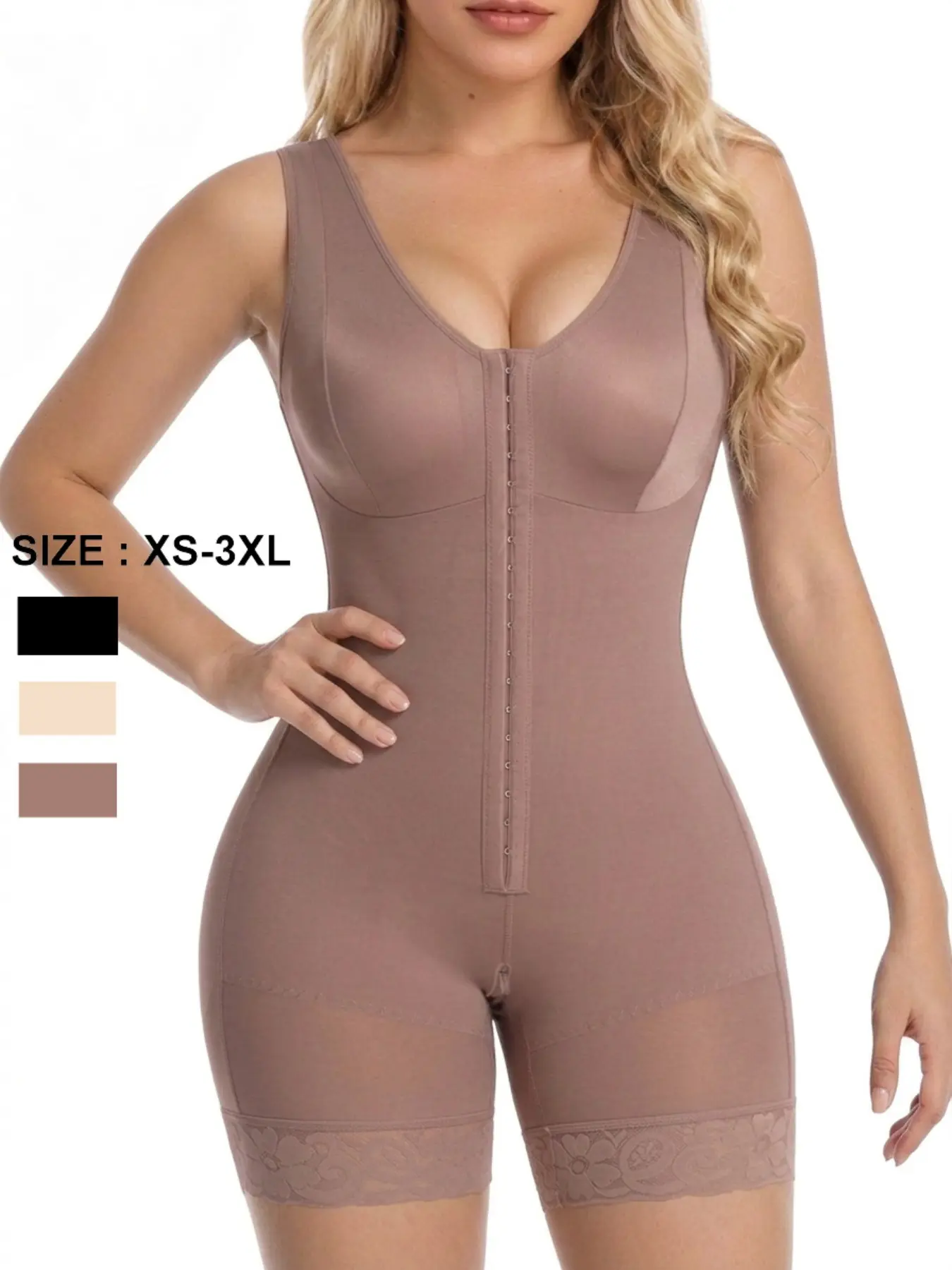 Women's Shapewear Bodysuit, Postpartum and Post-Surgery Compression Garment, Tummy Control, Butt Lifting, Zipper Closure