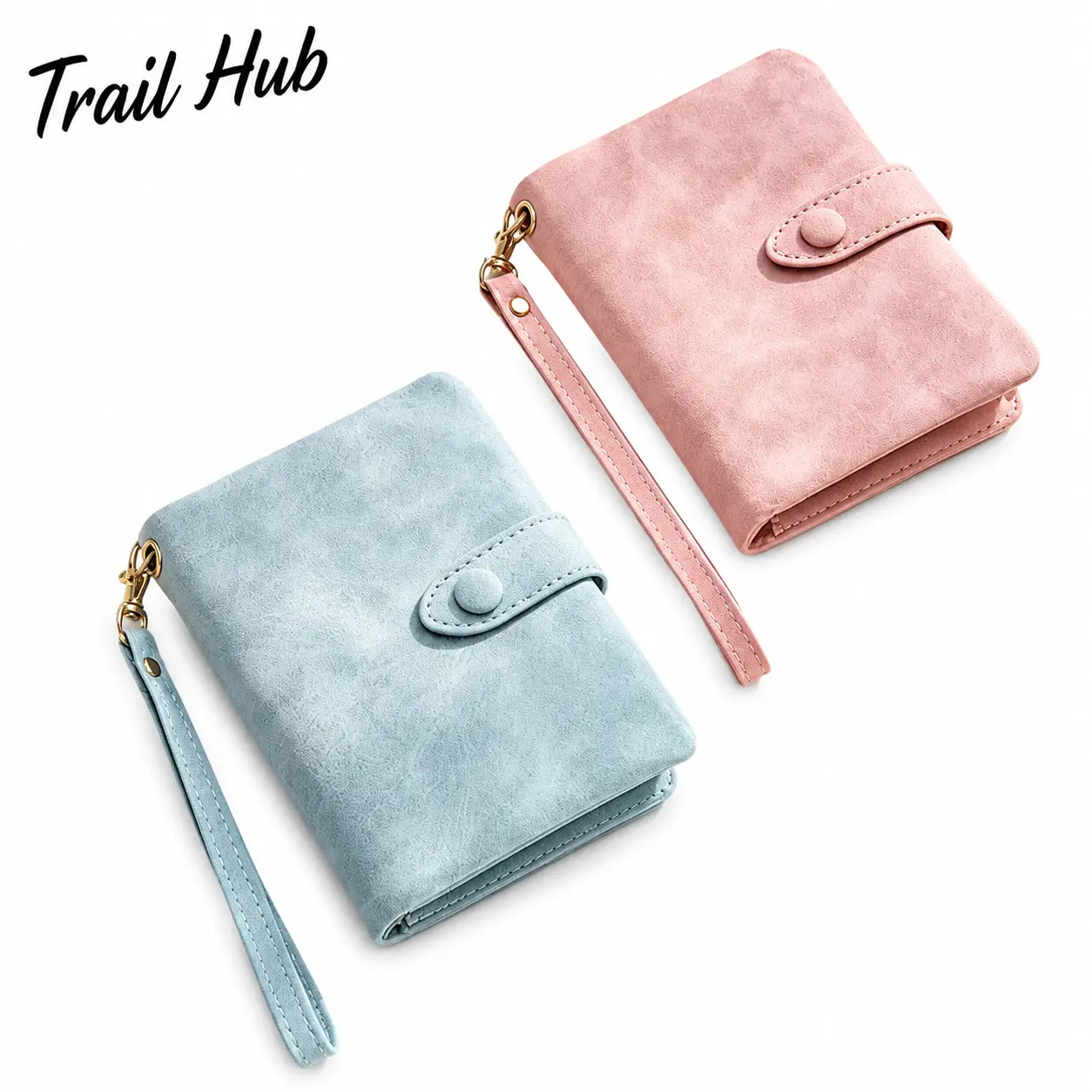 Premium Frosted Leather Tri-Fold Wallet for Women – Compact Wristband Design with Secure Card Slots, Clear ID Photo Window, Dedicated Coin Compartment, and Dual-Function Cash & Card Organization