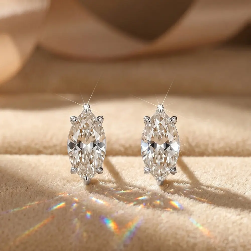 925 Silver D VVS Moissanite Drop-Stud Earrings, Elegant Minimalist High Quality Men's Earrings, Micro-Set Inlay Metal Coating Synthetic Diamond Hip-Hop Jewelry, Note: Choking Hazard Small Parts, High Quality Earrings, Elegant Minimalist Earrings