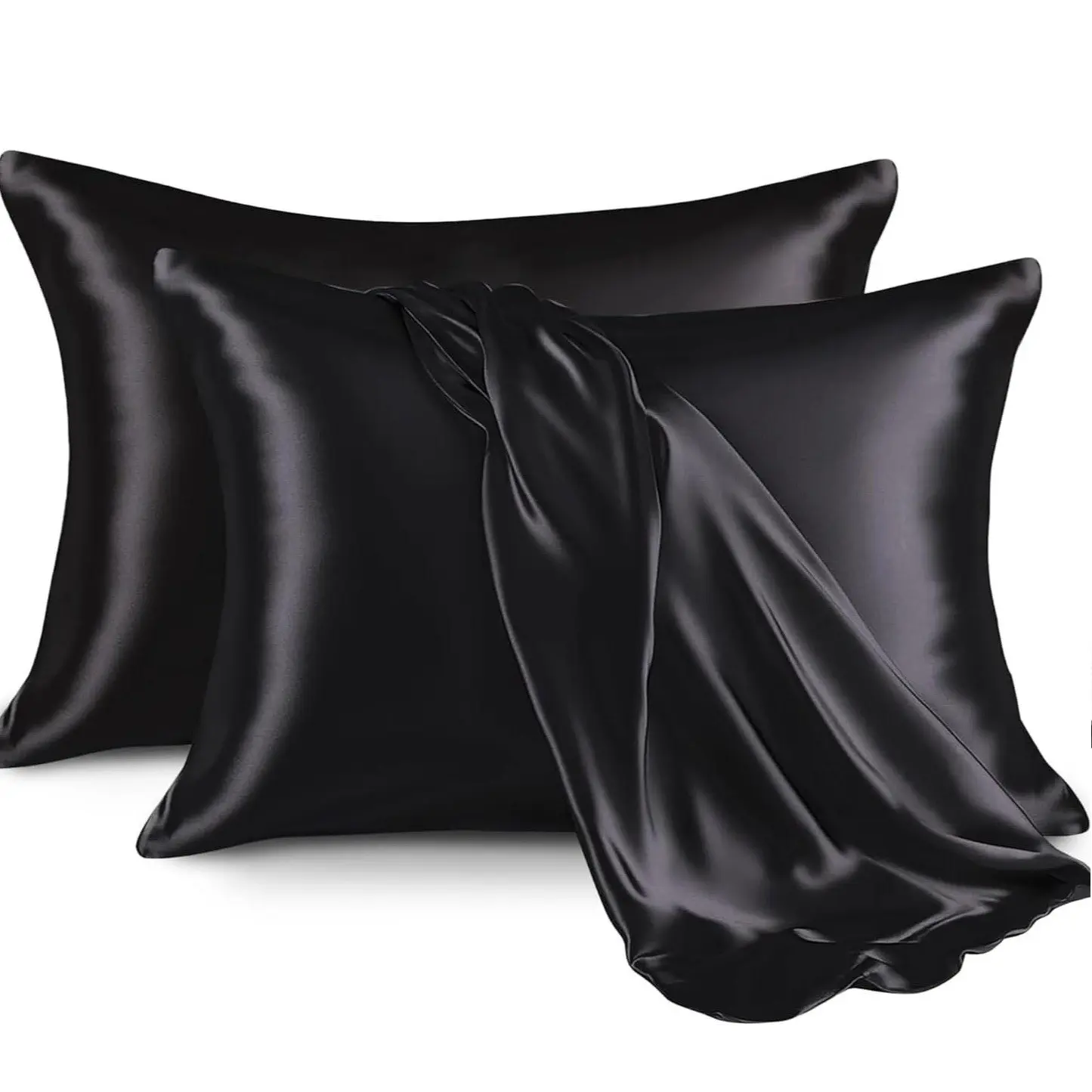 Silk Satin Pillowcases Set of 2, Anti-Frizz Envelope Style, Smooth Soft Gentle Touch for All Hair Types, Soft Material, Standard/queen Size, Versatile Fit, Recyclable, Silky Satin