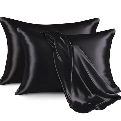 Silky Satin Pillowcases Set of 2, Anti-Frizz Envelope Style, Smooth Soft Gentle Touch for All Hair Types, Soft Material, Standard/queen Size, Versatile Fit, Recyclable, Silky Satin