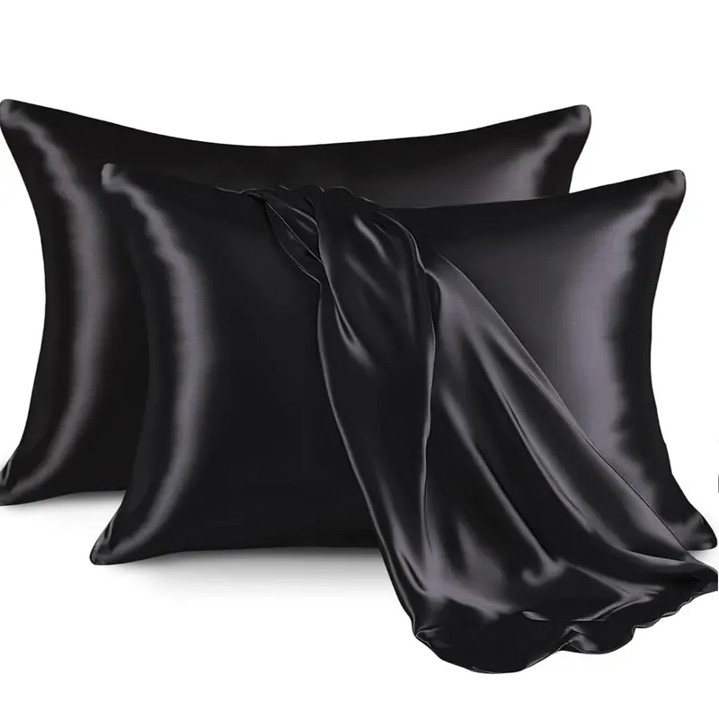 Silky Satin Pillowcases Set of 2, Anti-Frizz Envelope Style, Smooth Soft Gentle Touch for All Hair Types, Soft Material, Standard/queen Size, Versatile Fit, Recyclable, Silky Satin