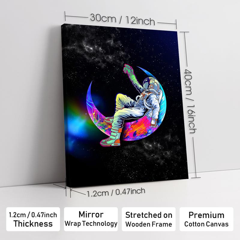 Astronaut Pattern Canvas Painting with Frame, Modern Wall Art Poster, Wall Decor for Home Living Room Bedroom Office