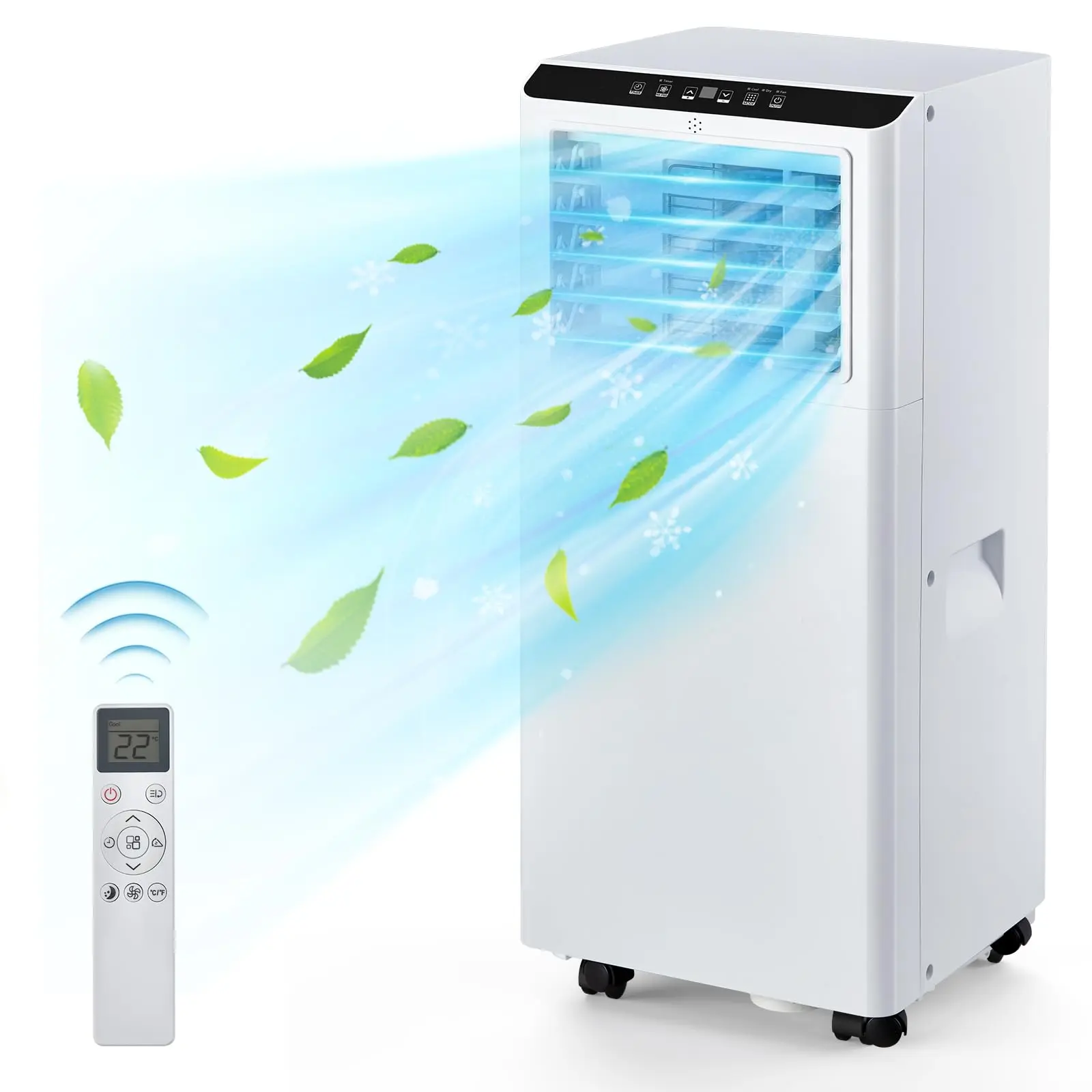 3-in-1 Portable Air Conditioner 8000 BTU – Dehumidifier & Fan – Quiet Operation, 24H Timer, Remote, Window Kit – Cools up to 350 Sq.Ft – Perfect for Bedroom, Living Room, Office, Dorm