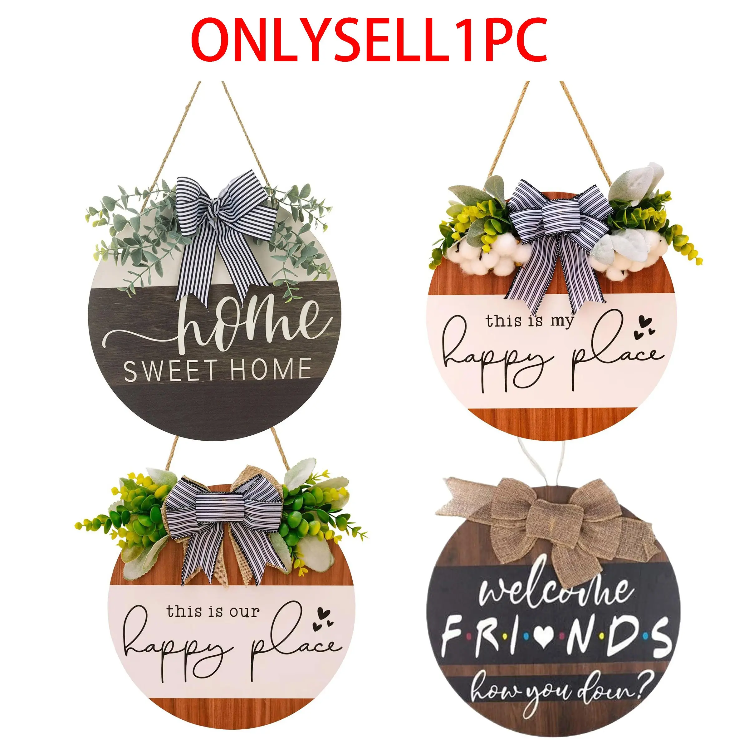 Welcome Home Wooden Letter Pattern Round Hanging Sign, Modern Door Decor, Living Room Bedroom Wall Decoration, Home Decor Item, Welcome Sign for Front Door, Welcome Plaque