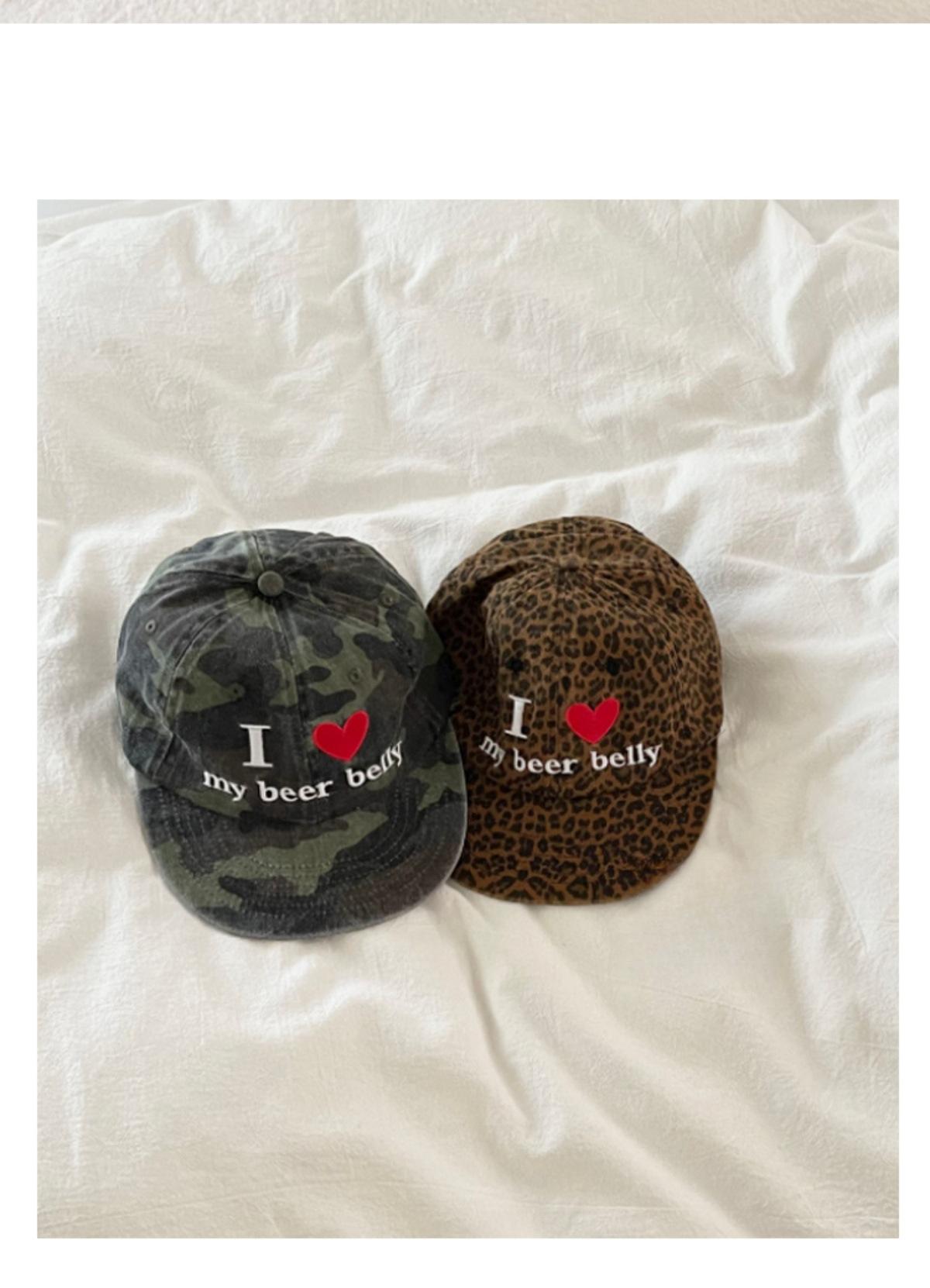 Embroidered Duckbill Cap Vintage Leopard Print Camouflage Flat Brim Soft Top Baseball Cap