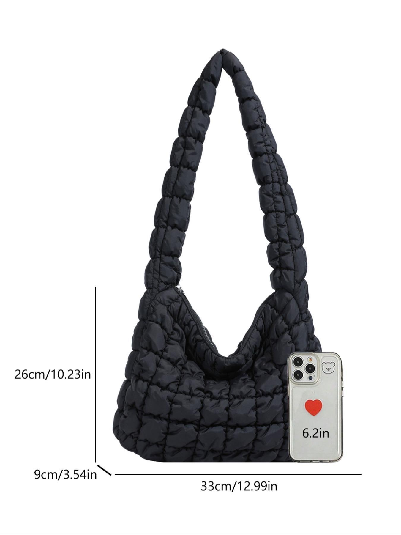 Women's Solid Color Quilted Puffer Crossbody Bag, Fashionable Lady Large Capacity Shoulder Bag for Daily Used, Casual Trendy Versatile High-quality Daily Commuting Bag