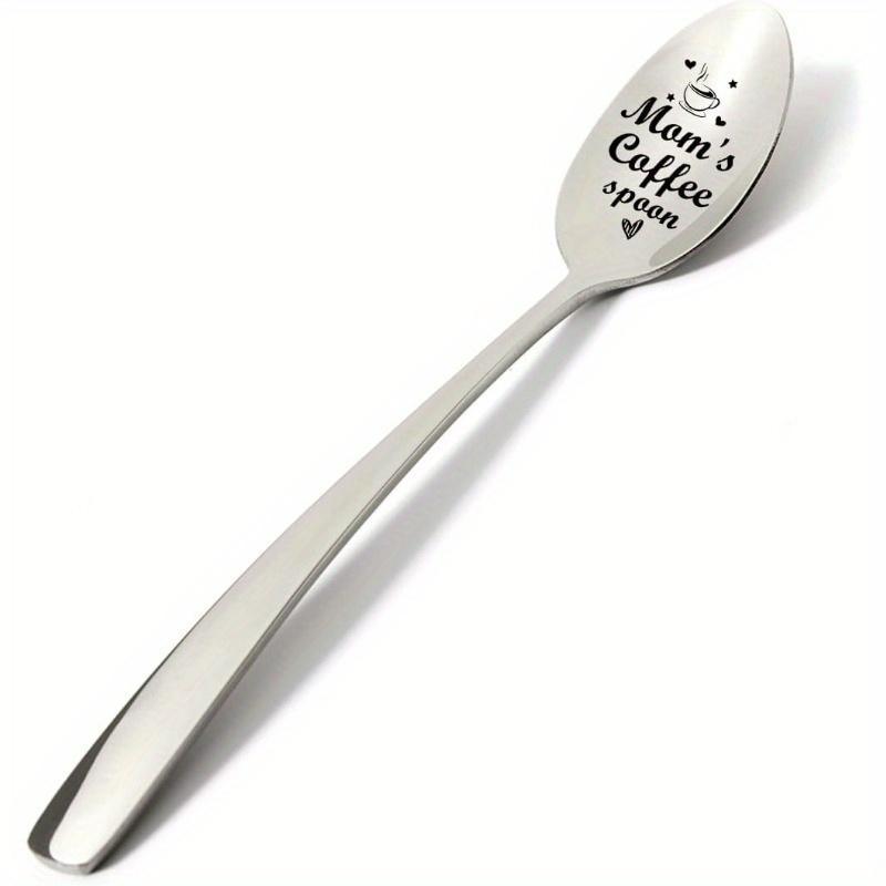 Coffee Engraved Spoon, Stainless Steel Cutlery Tableware Spoon, Teaspoon, Coffee Spoons for Mom, Coffee Lover Gift, Gift for Mom, Birthday Gift, Mother's Day Gift, Kitchenware