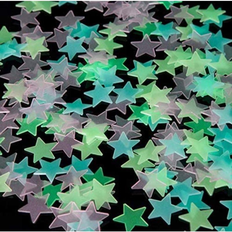 2PC Glow-in-the-Dark Ceiling Star Stickers — Colorful Luminous Stars & Moon Set | 3D Plastic Glow Decals | The Premier Choice for Bedroom Ceiling & Wall Decor | Suitable for Both Boys' and Girls' Rooms