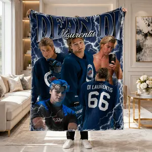 Elle Kennedy Off-Campus Series Fictional Hockey Boyfriend Vintage Bootleg Style Fleece Blanket - Choose Garrett Graham, John Logan, Dean Di Laurentis, or Tucker - Cozy Briar U Reading Throw