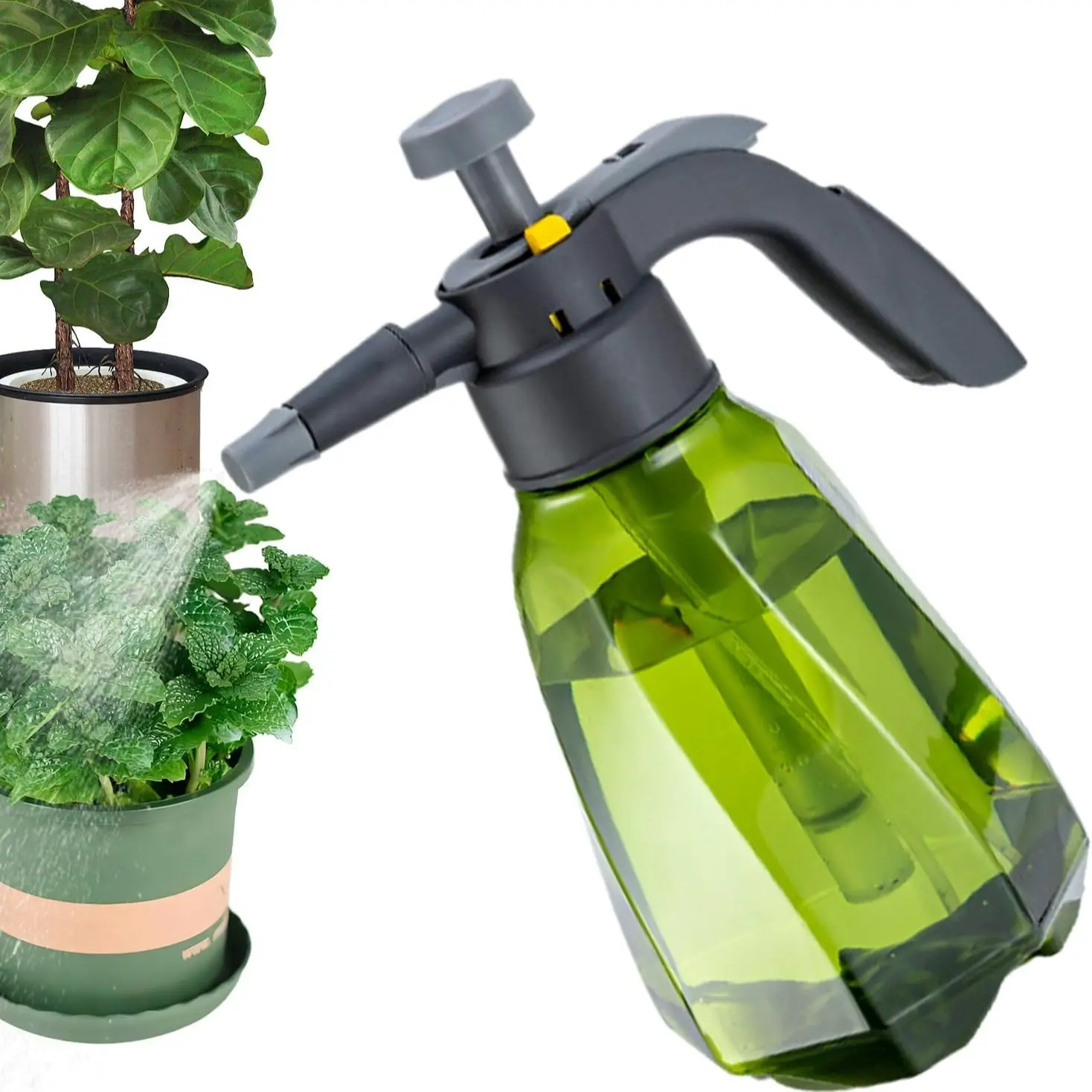 Handheld spray pump, 1.5L, adjustable nozzle, gardening plant watering watering can, household pressure pump watering can, suitable for potted flowers and lawn maintenance, planting gardening tools, watering equipment, green