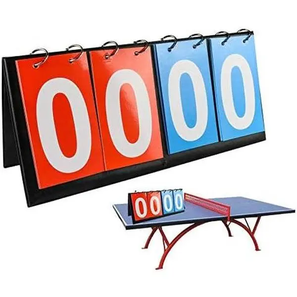 4-Digit Tabletop Scoreboard Flipper, Portable Manual Scorekeeper for Multi-Sports with Visible 00-99 Display, PVC and Thick Paper Cards, Visible Digits, Waterproof Pvc, Easy To Transport, Scoreboards, Water-Resistant Covering