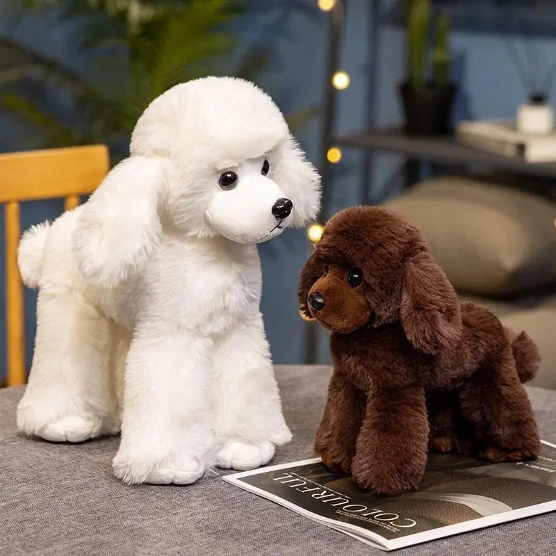 Handmade Lifelike Poodle Dog Doll - 100% New High-Quality Soft Plush Stuffed Toy, 20cm-32cm Realistic Animal Model, Creative Gift for DIY Felt Crafts Enthusiasts