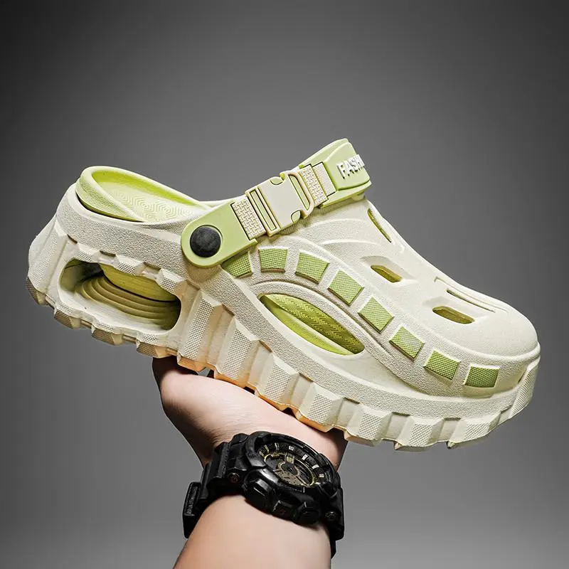 Men's Sandals & Slides: Thickened Sole, Breathable & Soft Slip-Ons | Stylish Casual Beach Footwear | Amphibious (Land & Water Use) | Lightweight & Comfortable | Dual-Purpose Design (Indoor/Outdoor Wear)