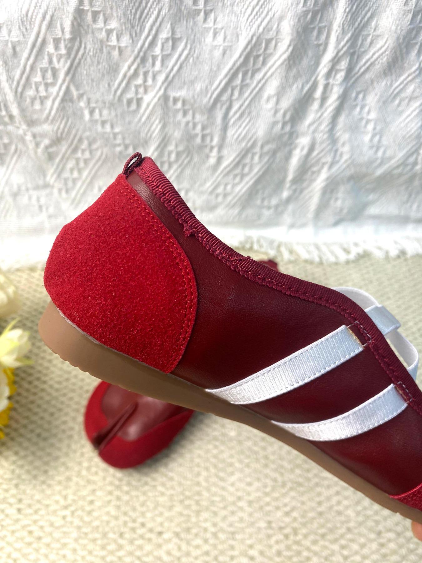 Women's Spring 2026 French Cross Strap Ballet Flats, Comfortable Casual Shoes, Striped Round Toe, Medium Width, All Seasons, Casual Wear Shoe