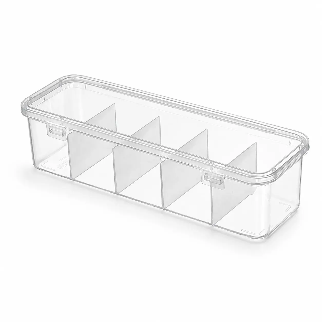Clear Cable Organizer Box with Lid, Stackable PP Cord Storage Case with Divided Compartment, Desktop and Drawer Organizer for Charging Cable Earbud Small Accessory