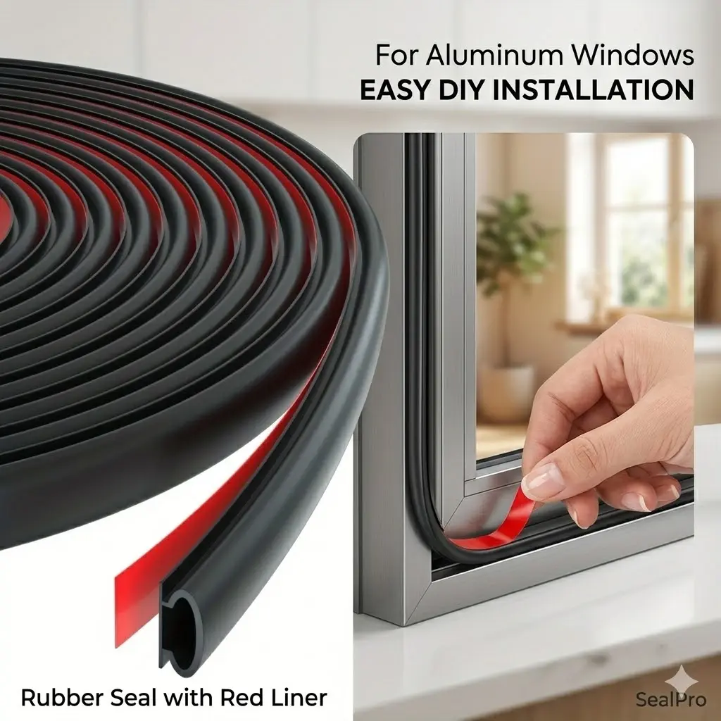 Yitape Self-Adhesive Window Seal Strip, Aluminum Alloy Windproof Waterproof Seal Tape, Sound Insulation Dust Proof, Suitable for Various Windows
