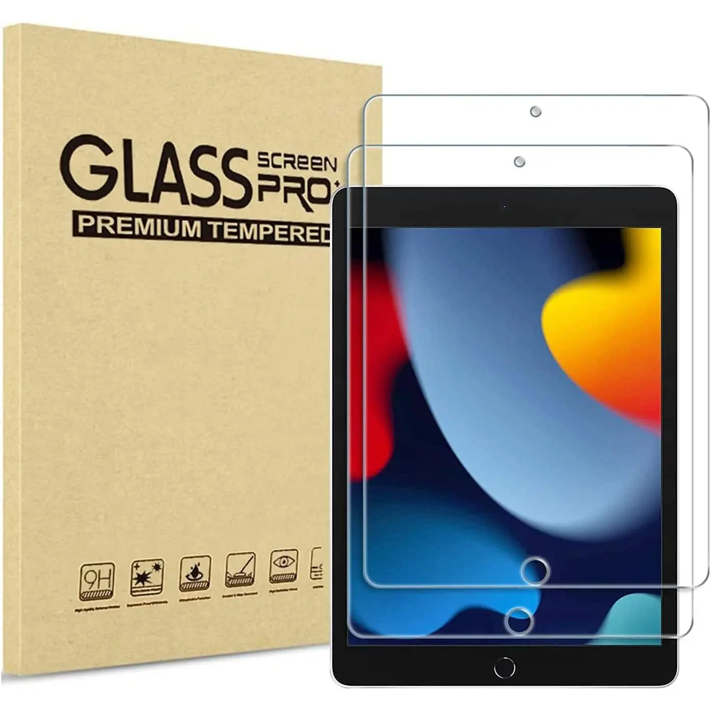 Screen Protector for iPad 9th 8th 7th Generation 10.2 Inch, 2 Pack