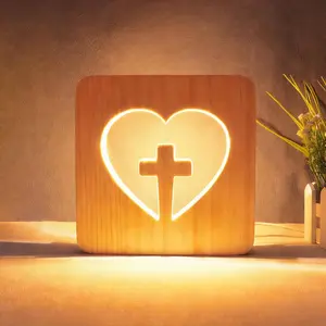 Day Gifts  Night Light,    Bedside Lamp, Heart Shaped LED Small Lights, Christian Gifts for Mom Women,   Pray Room Decor Creative Lighting