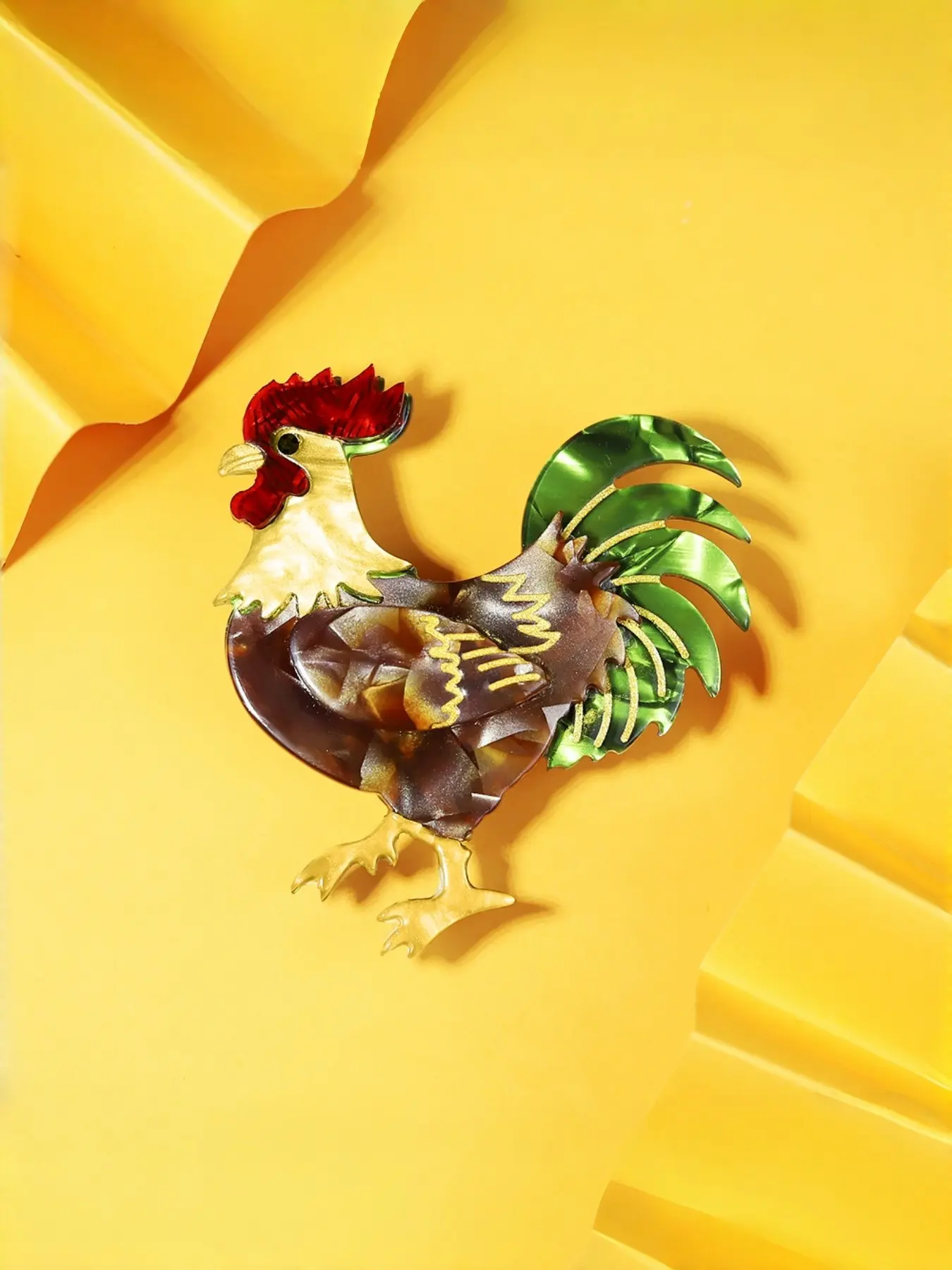 Original Design Acrylic Rooster Pin, Casual Animal Pattern Accessory, All-Season Hat Decoration, Perfect Festival Gift, Brooch Pins