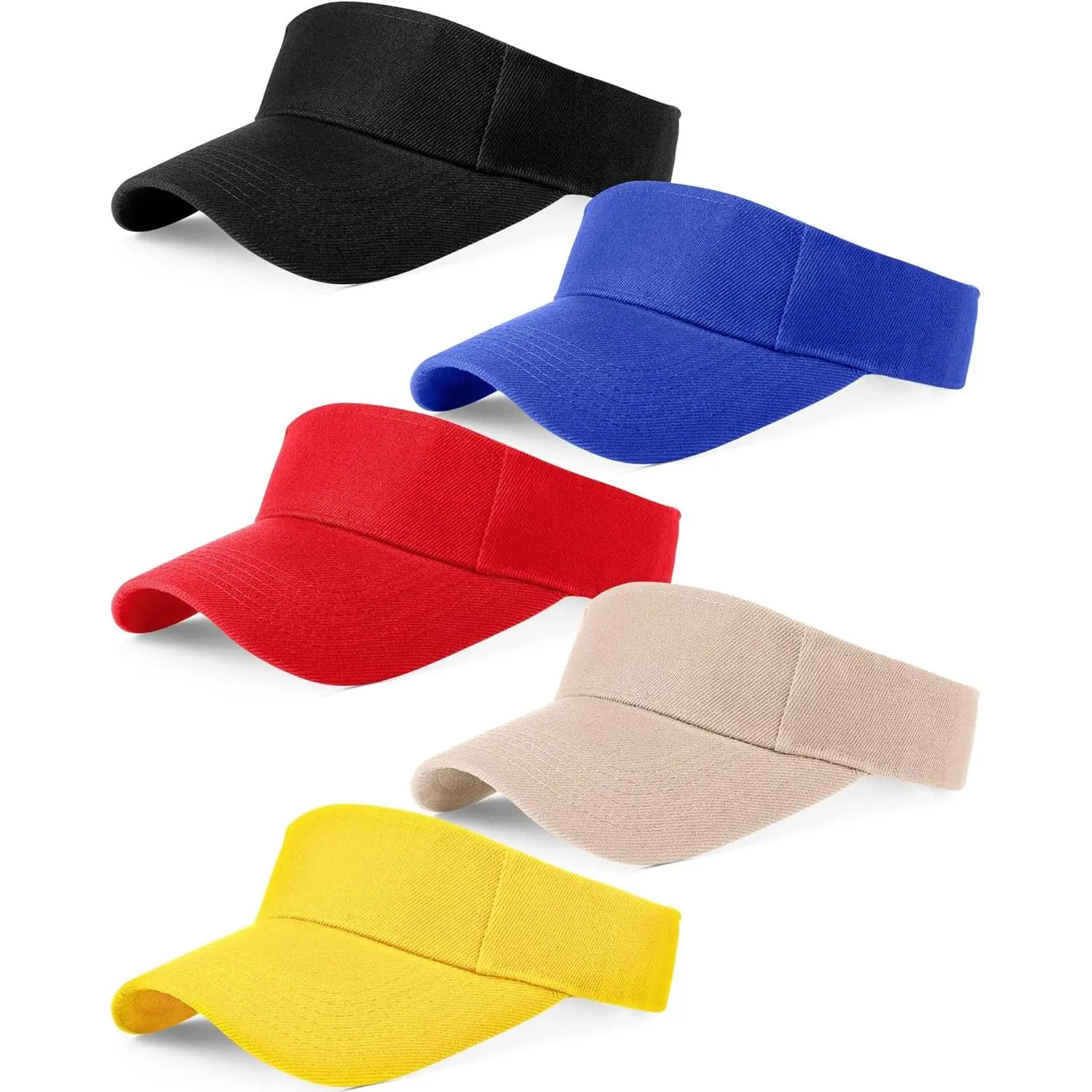 Women's 5-Pack Adjustable Sun Protection Visor Caps - Lightweight Athletic Headwear for Tennis, Golf, Outdoor Sports