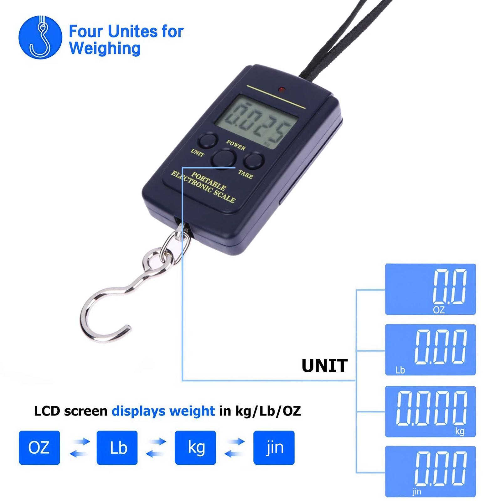 Backlit LCD Display Hook Scale, 110 lb/50kg Hook Scale, Batteries Required Hook Scale, Universal Handheld Hook Scale, Hand Tools as Dad Gifts, Heavy Duty, Tool, Portable Digital Scale, Balance Scale