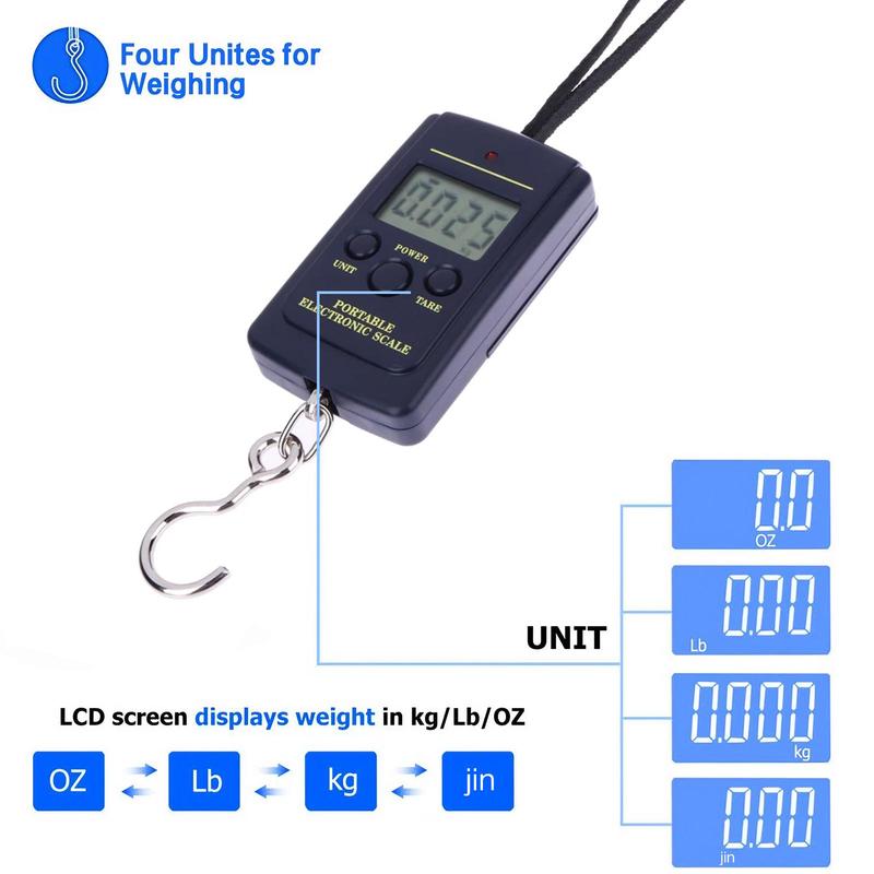 Backlit LCD Display Hook Scale, 110 lb/50kg Hook Scale, Batteries Required Hook Scale, Universal Handheld Hook Scale, Hand Tools as Dad Gifts, Heavy Duty, Tool, Portable Digital Scale, Balance Scale
