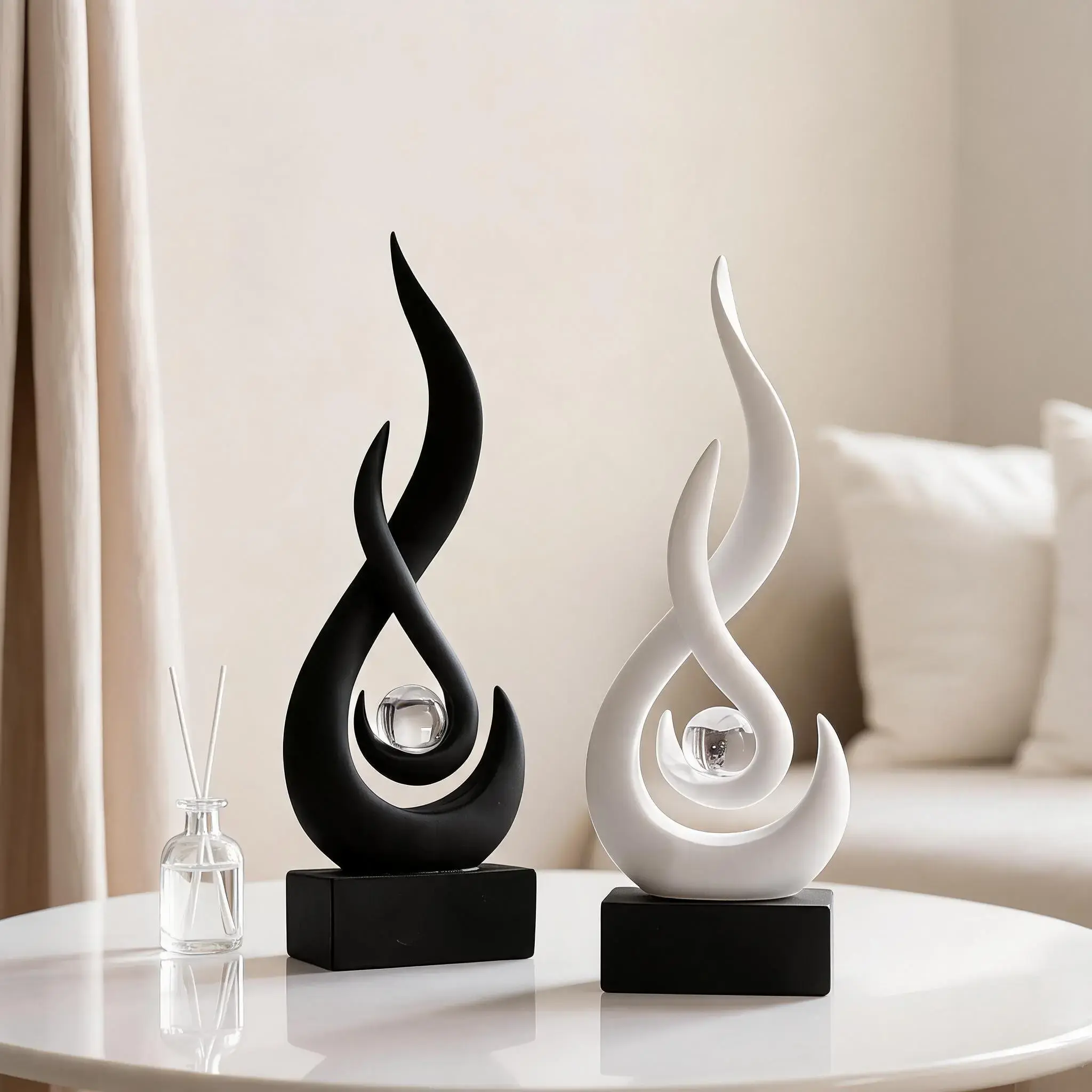 Abstract Flame Design Resin Ornament, Decorative Ornaments, Modern Art Home Decor, Unique Desktop Decoration, Desktop Ornaments, Fashionable Accent for Living Room and Office, Resin Sculptures