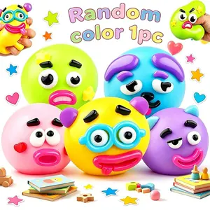 1pcs Face Squishy Stress Ball - Curiosity dog face exchange, soft and moldable cute, kawaii squeezy toy, DIY slow rebound decompression toy, relaxing sensory decompression anxiety stress fun desktop (accessories color random, style random)