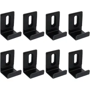 Metal Mirror Clips 3/4 Inch Mirror Hanging Hardware Stainless Steel Picture Holder Clips with Screws J Hook Hanger  Wall Mounted Billboard Hook Fastener,Black 8Pcs