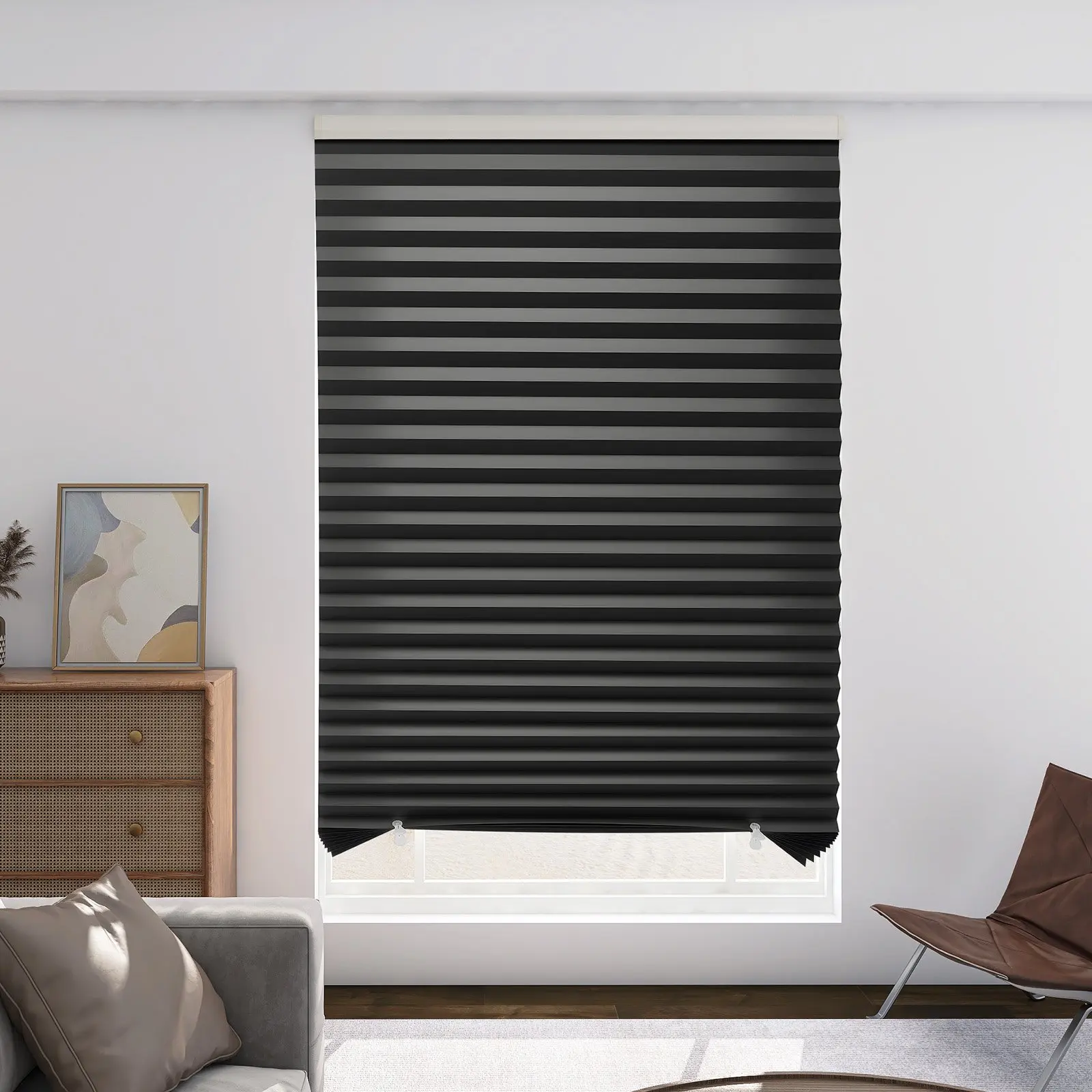 VEVOR Paper Blinds, 6 Pack, 36 in x 72 in, Temporary Blackout Pleated Paper Shades, No Tools No Drilling, Pleated Blinds with Adhesive, Easy to Cut and install, for Indoor Windows, Kitchen, Bedroom
