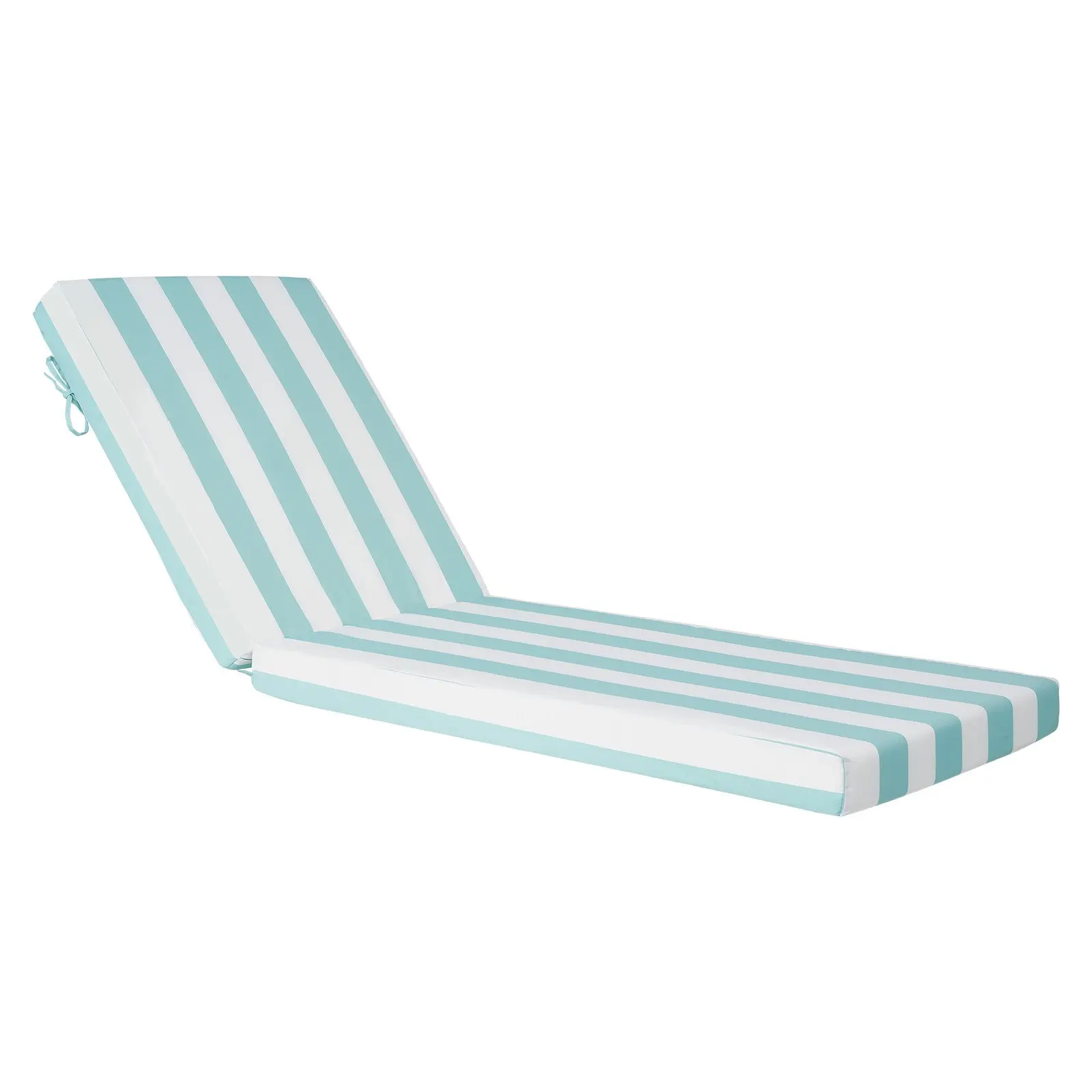 Chaise Lounge Cushion, 80x 26x 4 in, Set of 2 Outdoor Lounge Chair Cushions, Waterproof Fade-Resistant Sun Lounger Cushions with Ties, Patio Lounger Pads for Pool Deck, Green White Stripes