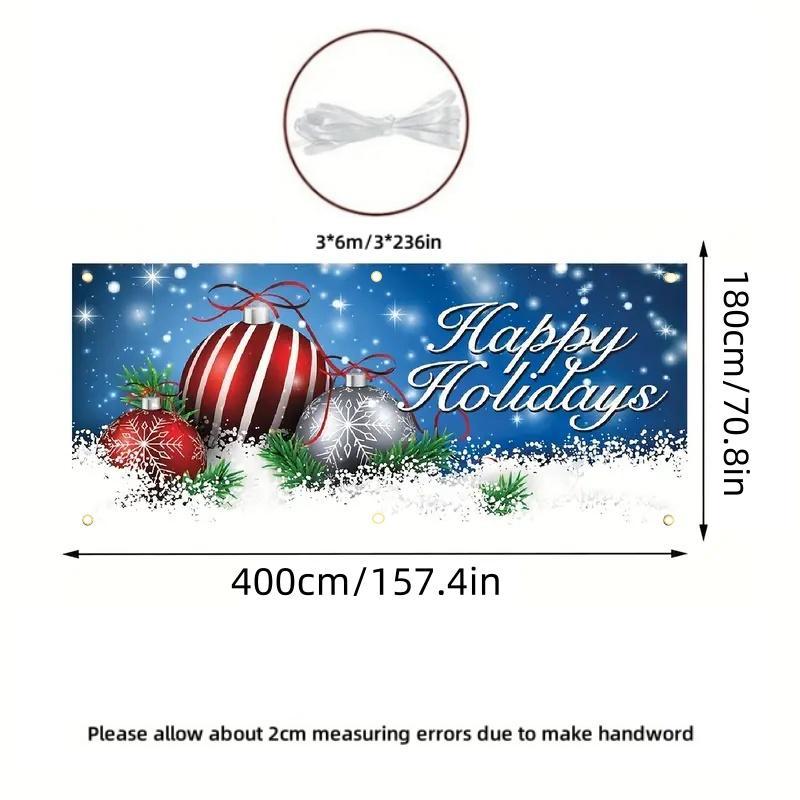 Christmas Themed Garage Door Cover, 1 Count Happy Holiday Garage Door Banner, Outdoor Holiday Decoration for Home Garage Door