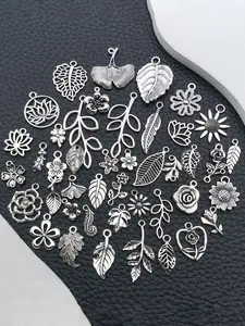 40pcs Mix Metal Alloy Plant Charm Pendants Machine Steam Punk Gear For DIY Jewelry Making Necklace Bracelet Accessories