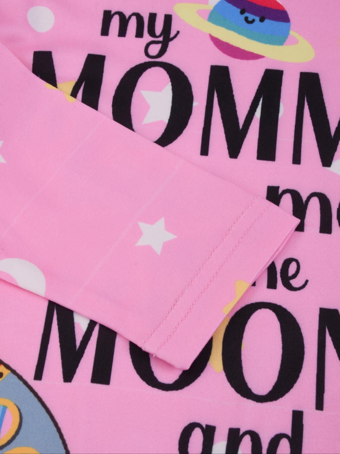 Toddler Girl's Cartoon & Letter Print Long Sleeve Tee & Elastic Waist Pants Loungewear Set, Casual Comfy Round Neck Top & Trousers Lounge Set, Kids Loungewear for Fall & Winter, Snug Fit Pajamas