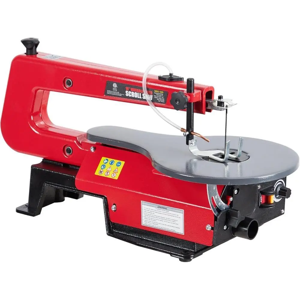 16in Variable Speed Control Electric Scroll Saw, Wood Cutting Machine with 415×250mm Extra-Large 45° Tilting Working Table, 400~1600/min Speed, Dust Management System, Ideal for Woodworking
