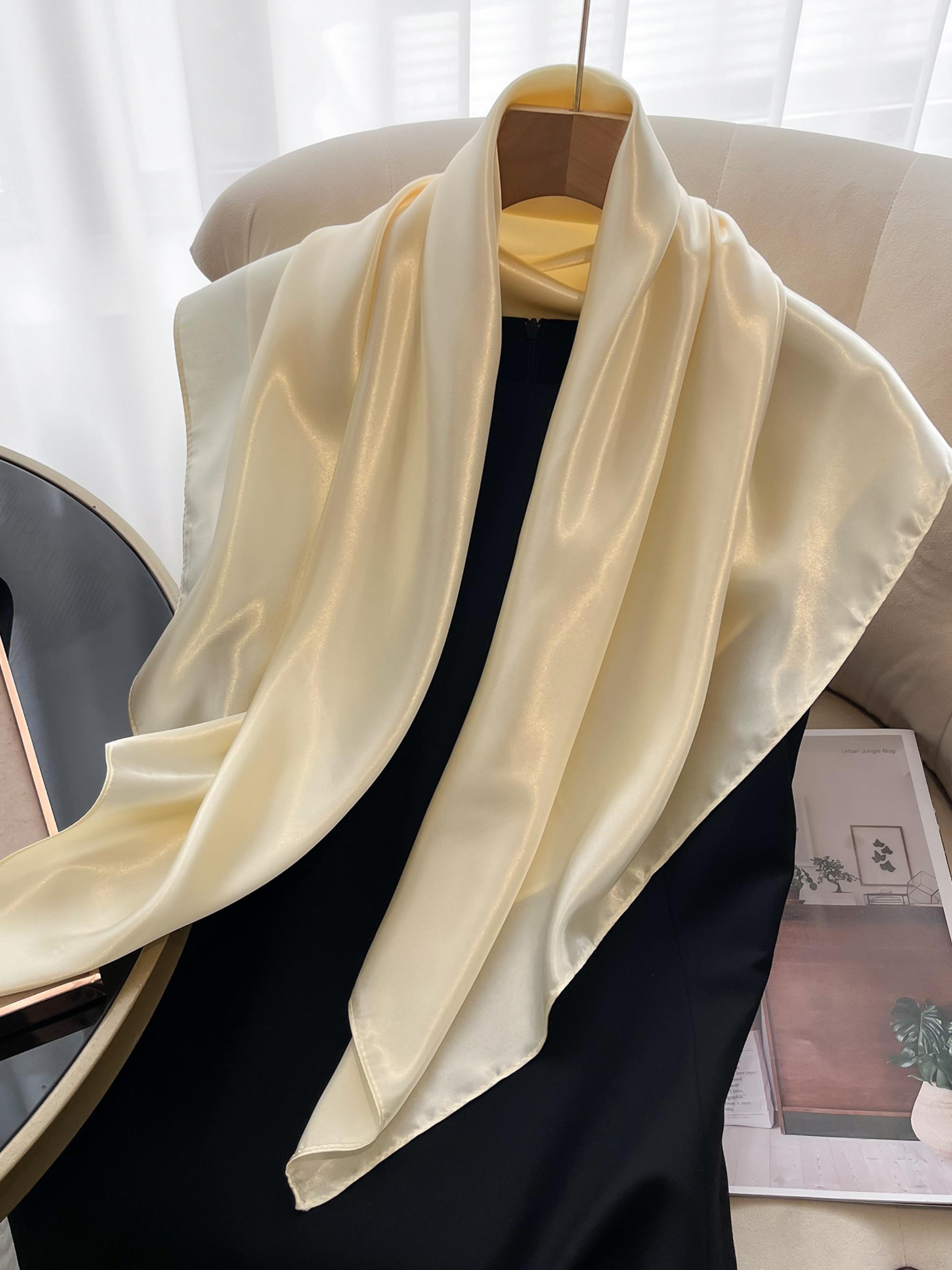 Solid Color Satin Scarf, Soft Windproof Shawl for Women, Fashion Accessories for Daily Wear, Trendy All-match & Exquisite Scarf for Birthday Gift