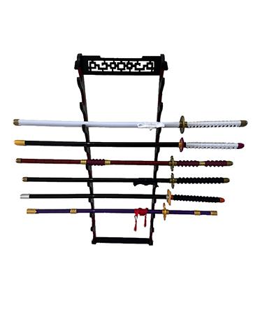 Sword Holder Japanese Velvet Padded Katana Stand Samurai Display Rack Support All Tanto Sword yin and yang 3 Tier
