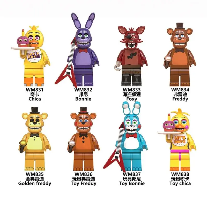 8Pcs Action Figure Toys Five Nights At Freddy's Ornaments  Assembled Toy DIY Model Game Peripheral Childrens Birthday Gifts
